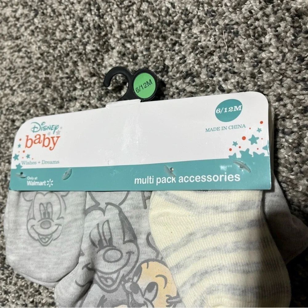 Mickey Mouse Infant Bib, Socks and Mittens Set, 3-Piece, Snap Bib Closure
